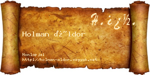 Holman Áldor névjegykártya